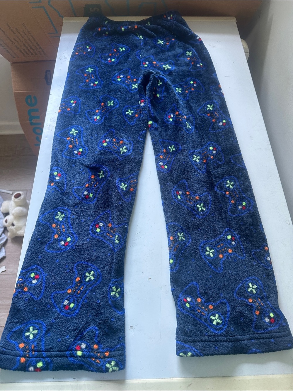 wonder nation Navy Fleece Joggers with Multicolor Game Controller Print